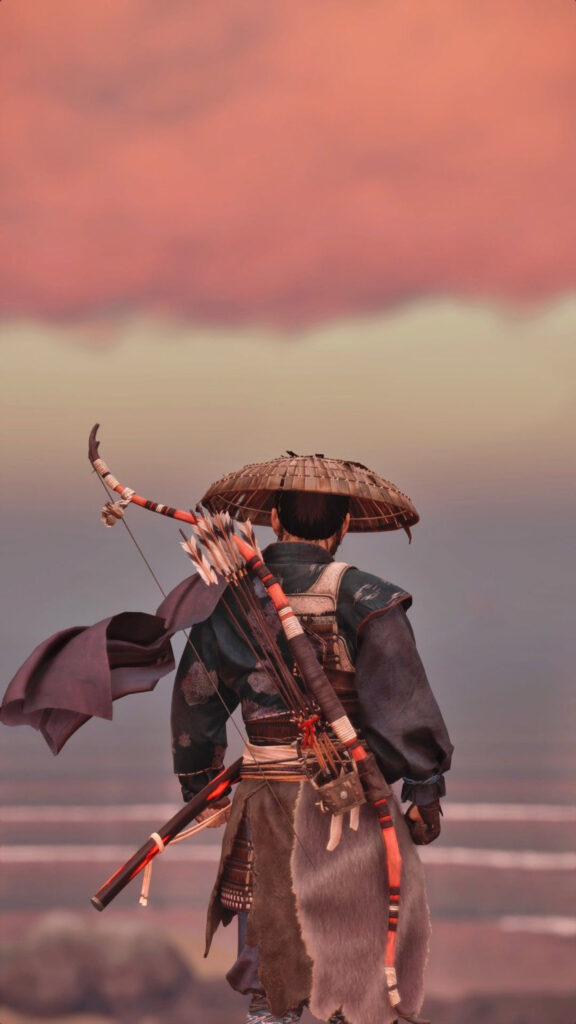 Ghost of Tsushima Samurai Warrior Silhouette Mobile Wallpaper