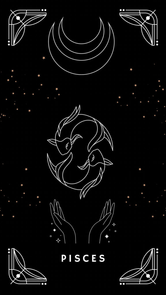 Pisces Zodiac Sign Spiritual Aesthetic Art Phone Wallpaper