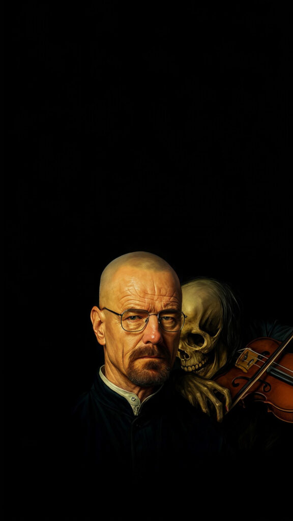 Walter White and Skeleton Playing Violin 4K Mobile Wallpaper