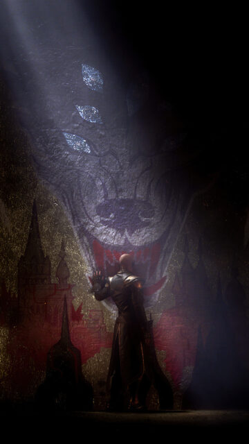 Dark Fantasy Wolf Mural Baldur's Gate 3 Mobile Wallpaper