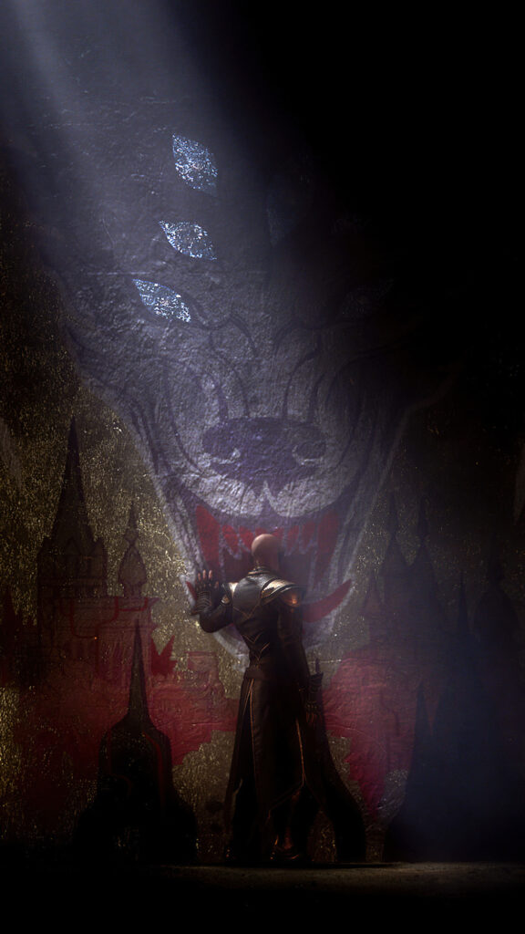 Dark Fantasy Wolf Mural Baldur's Gate 3 Mobile Wallpaper