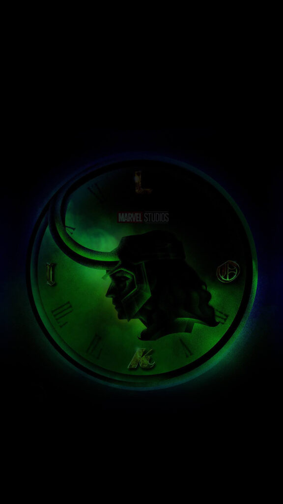 Marvel Studios Loki Green Clock Profile Mobile Wallpaper