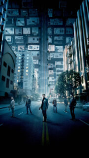 Inception Movie Cast Standing on Folded City Street Mobile Wallpaper