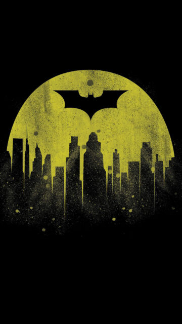 Batman Dark Knight Grunge City Silhouette Mobile Wallpaper