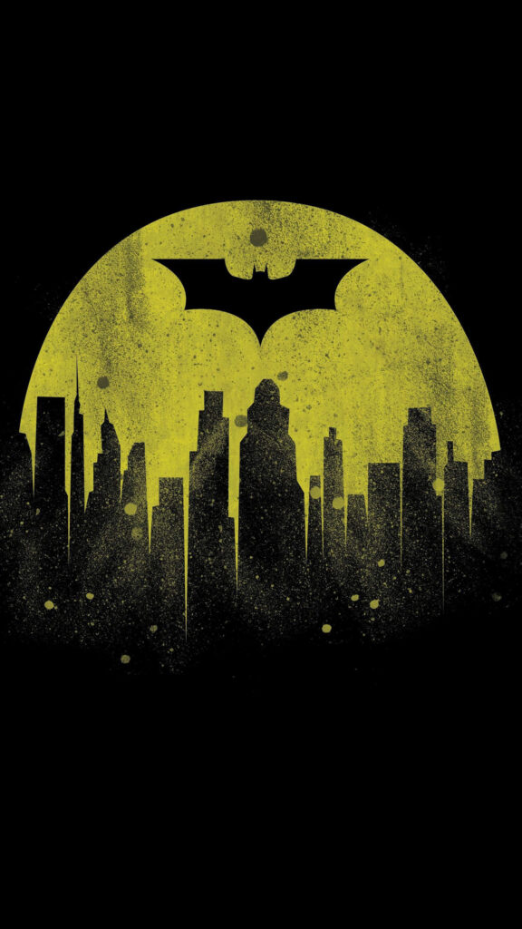 Batman Dark Knight Grunge City Silhouette Mobile Wallpaper