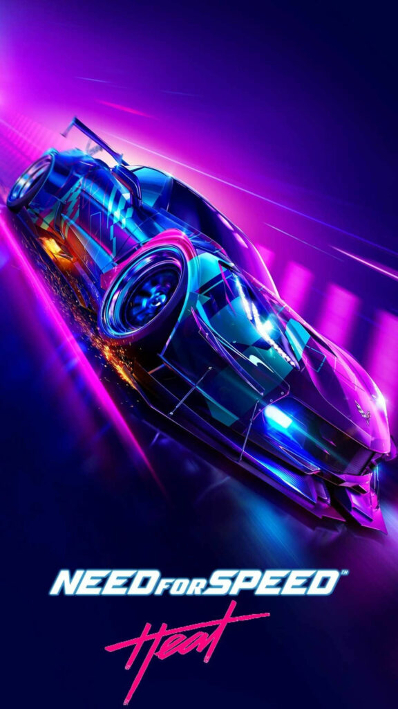 Need for Speed Heat Neon Sports Car Mobile Wallpaper