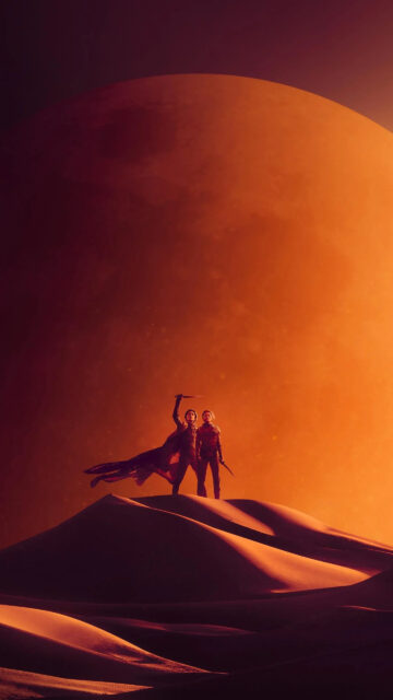 Paul and Chani Silhouette Desert Landscape Mobile Wallpaper