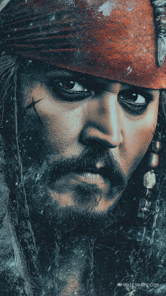 Intense Captain Jack Sparrow Close-Up Mobile Wallpaper