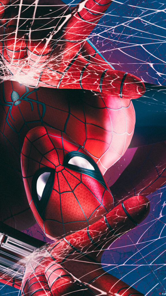 Spider-Man Close Up Action Shot Mobile Wallpaper