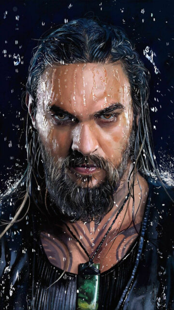 Aquaman Jason Momoa Intense Portrait Mobile Wallpaper