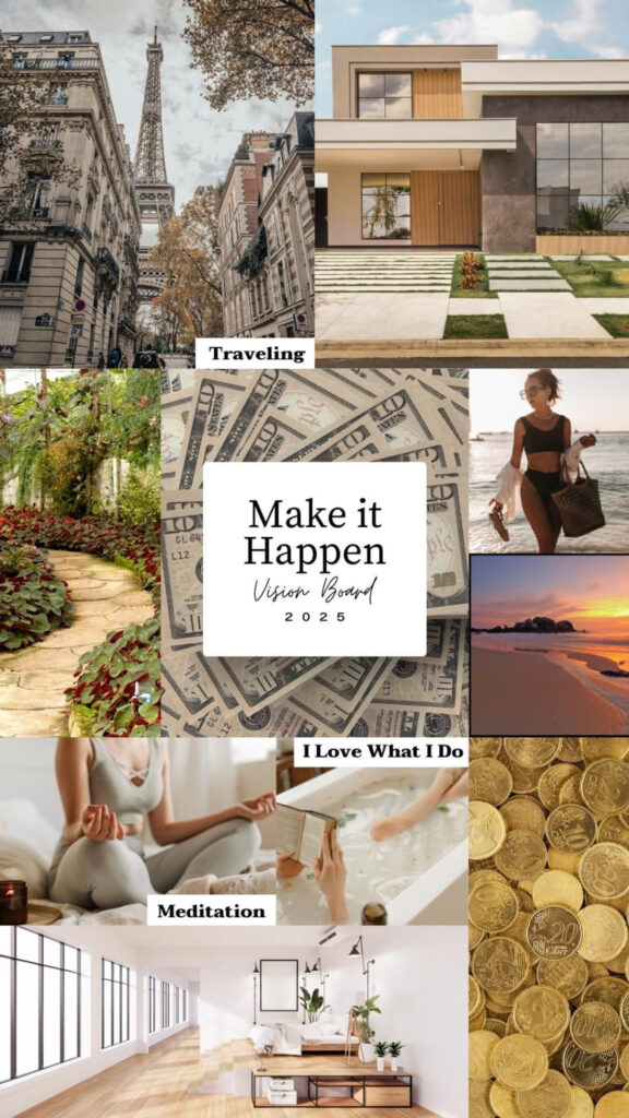 2025 Vision Board Manifestation Law of Attraction Dream Life Wallpaper