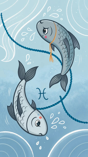 Dreamy Pisces Zodiac Sign Art with Water Aesthetic 4K Mobile Wallpaper