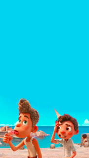 Luca and Alberto Enjoying Gelato 4K Phone Wallpaper