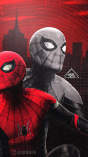 Dual Spiderman Red and Black Stylized Mobile Wallpaper