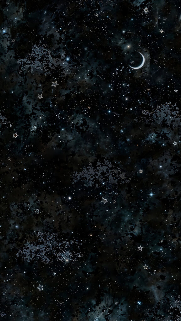 Celestial Crescent Moon and Starry Night Sky Spiritual Energy Wallpaper