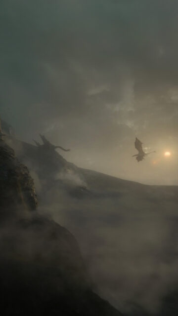 Dragon Above Misty Mountains Cinematic Mobile Wallpaper