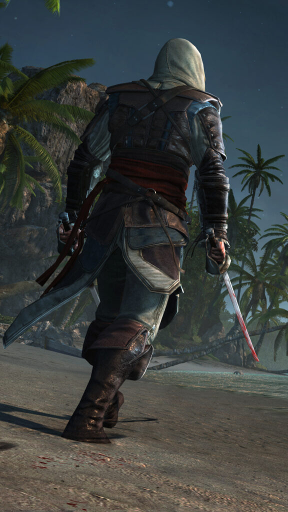 Assassin Creed Edward Kenway Walking on Beach Mobile Wallpaper
