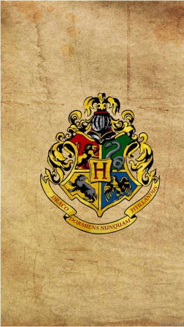 Hogwarts School Crest on Parchment Mobile Wallpaper