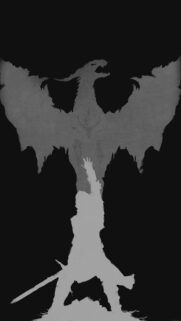 Dark Souls Knight and Dragon Silhouette Mobile Wallpaper