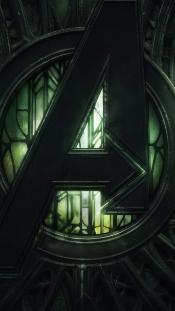 Avengers Logo Green Aesthetic Dark Mobile Wallpaper