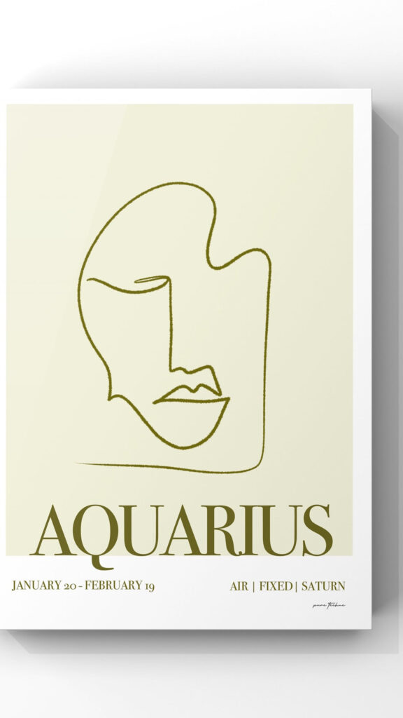 Minimalist Aquarius Zodiac Sign Aesthetic Astrology Phone Wallpaper