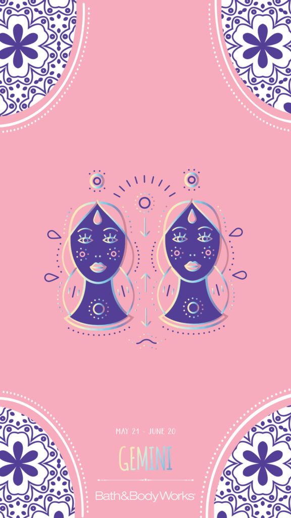 Gemini Zodiac Sign Pink Aesthetic Art for Phone Wallpaper