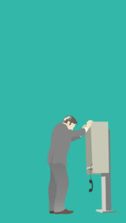 Minimalist Man at Payphone Mobile Wallpaper