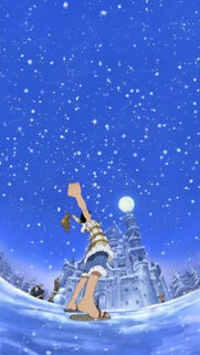 One Piece Luffy Snowing Castle Mobile Wallpaper