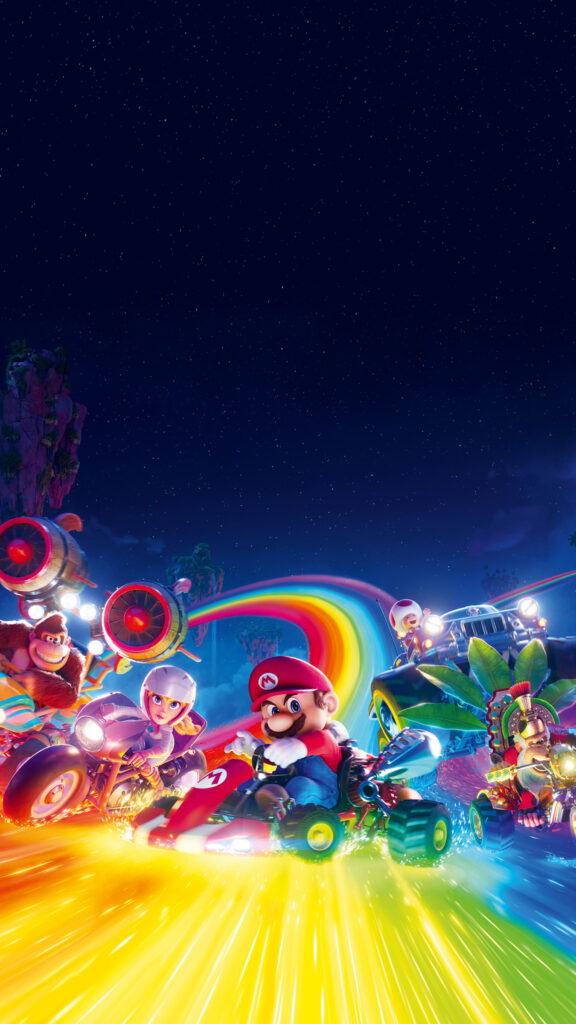The Super Mario Bros. Movie Rainbow Road Race Mobile Wallpaper
