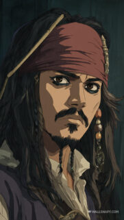 Captivating Jack Sparrow Anime Style Portrait Mobile Wallpaper