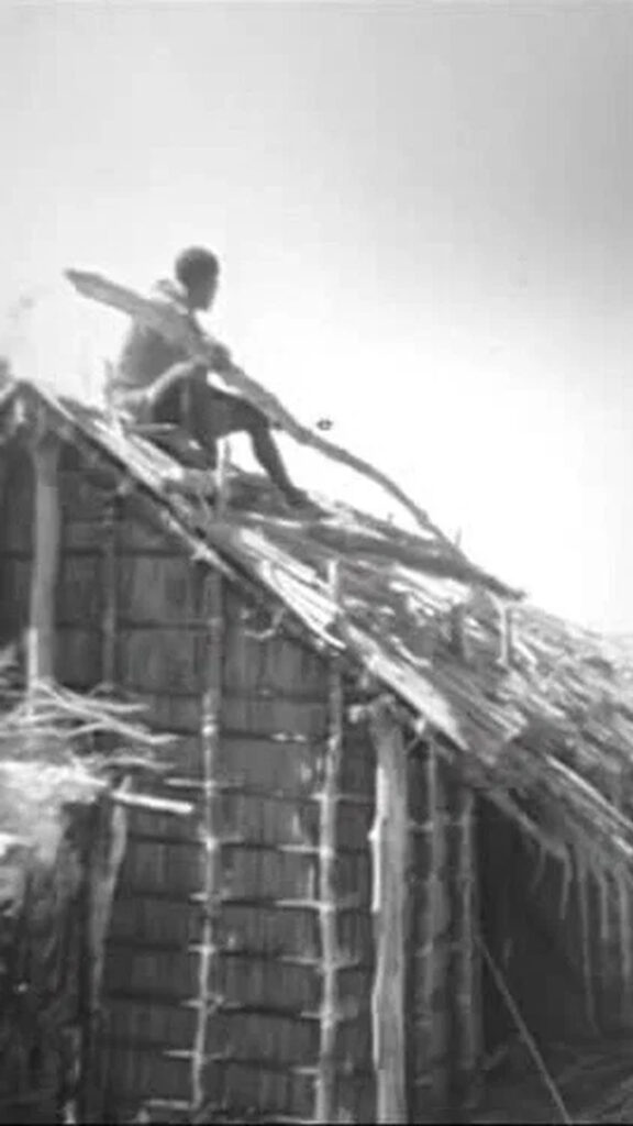 Monochrome Traditional Hut Construction Mobile Wallpaper