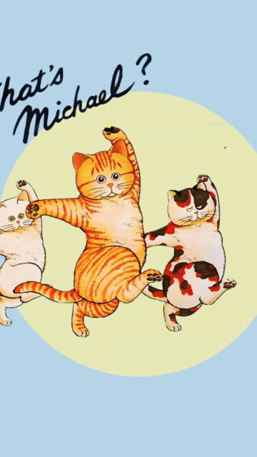 Whimsical Dancing Cats Illustration Mobile Wallpaper