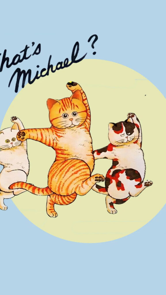 Whimsical Dancing Cats Illustration Mobile Wallpaper