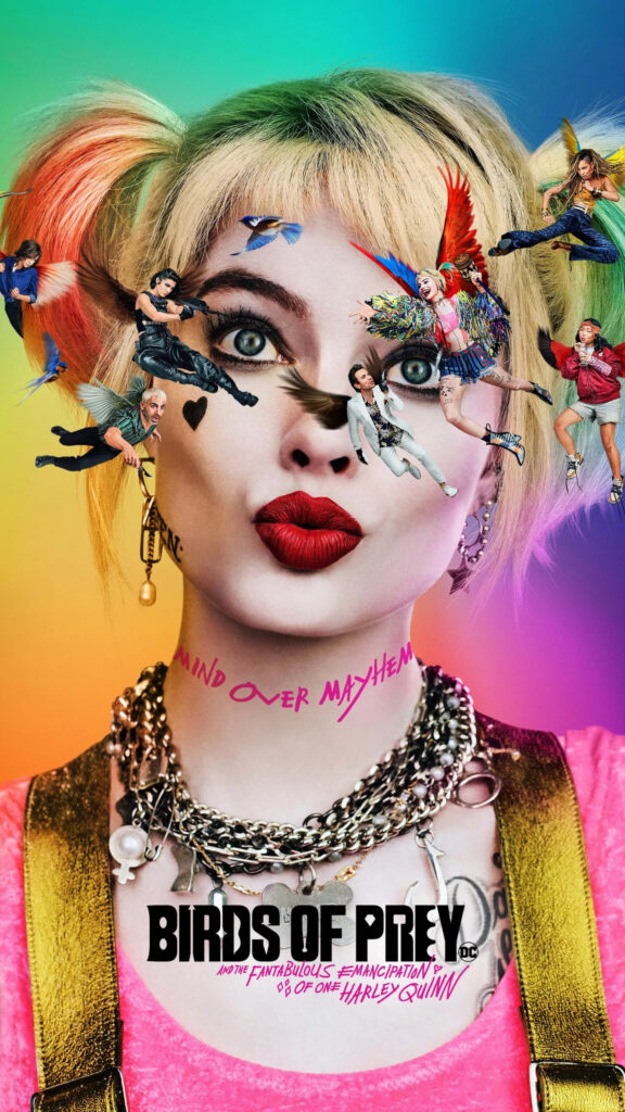 Harley Quinn Birds of Prey Character Collage Mobile Wallpaper