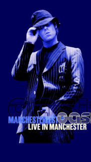 Liam Gallagher Blue Pinstripe Portrait Mobile Wallpaper