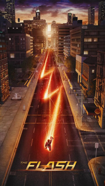 The Flash Speedster Lightning Cityscape 4K Mobile Wallpaper