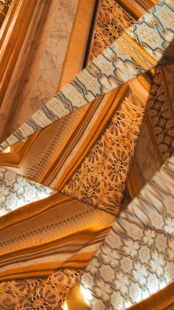 Abstract Islamic Geometric Art Golden Mosque Interior Phone Wallpaper