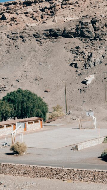 Desert Basketball Court Landscape Nature Aesthetic Wallpaper