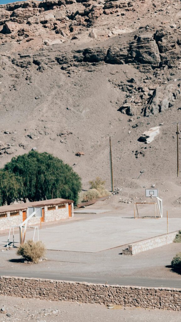 Desert Basketball Court Landscape Nature Aesthetic Wallpaper