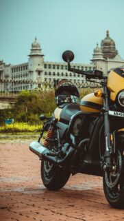 Yellow Harley-Davidson Street 750 Motorcycle at Vidhana Soudha Wallpaper
