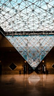 Louvre Museum Inverted Pyramid Architectural Elegance Mobile Wallpaper