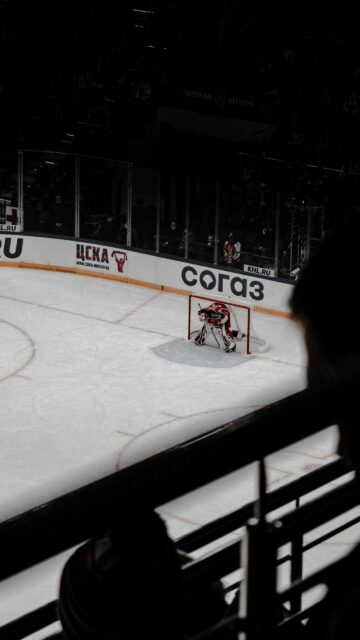Dramatic Ice Hockey Goalie During Professional Match Mobile Wallpaper