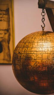Antique Brass World Globe Hanging Art Premium Mobile Wallpaper