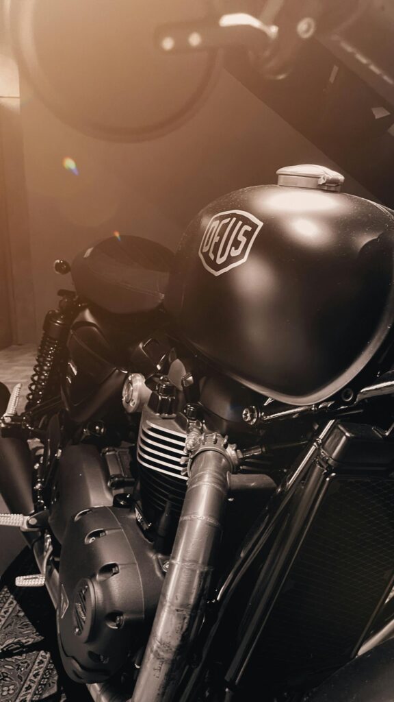 Matte Black Deus Ex Machina Custom Motorcycle Mobile Wallpaper