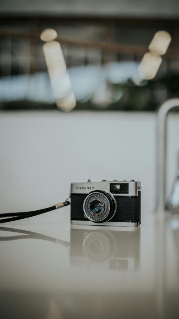 Vintage Olympus Trip 35 Film Camera Minimalist Phone Wallpaper