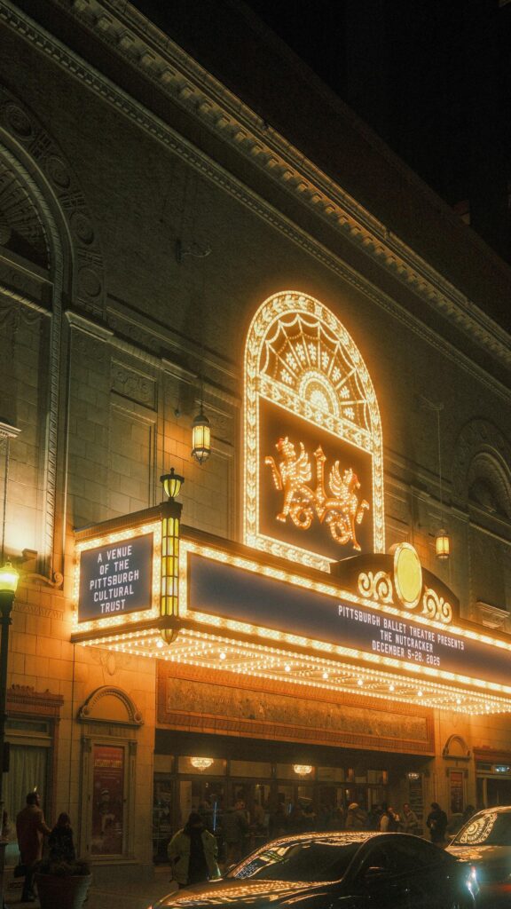 Pittsburgh Theater Night City Lights Mobile Phone Wallpaper