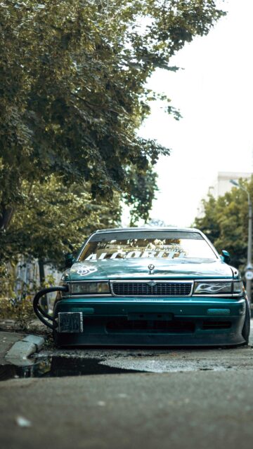 Stanced JDM Drift Car with External Oil Cooler Mobile Wallpaper