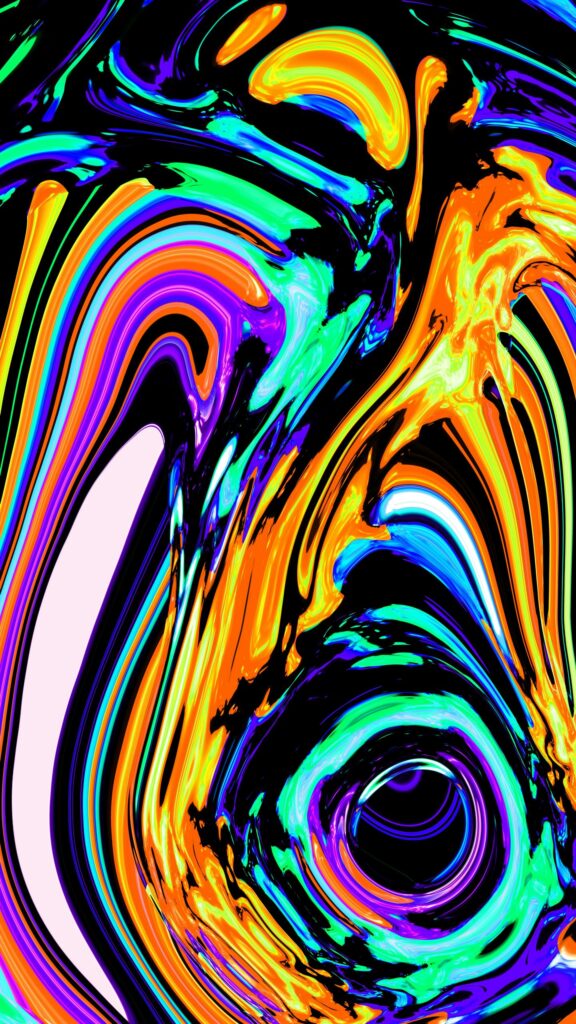 Abstract Liquid Neon Swirls and Vibrant Fluid Colors Phone Wallpaper