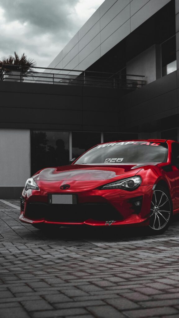 Stunning Metallic Red Toyota 86 Sportscar Premium Phone Wallpaper