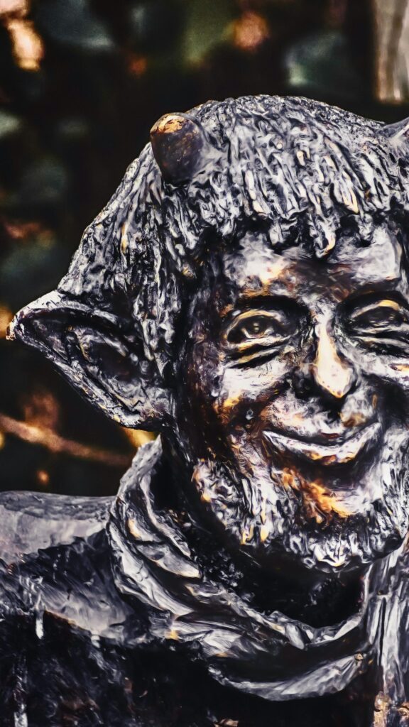 Mysterious Mythical Satyr Bronze Statue Portrait Mobile Wallpaper